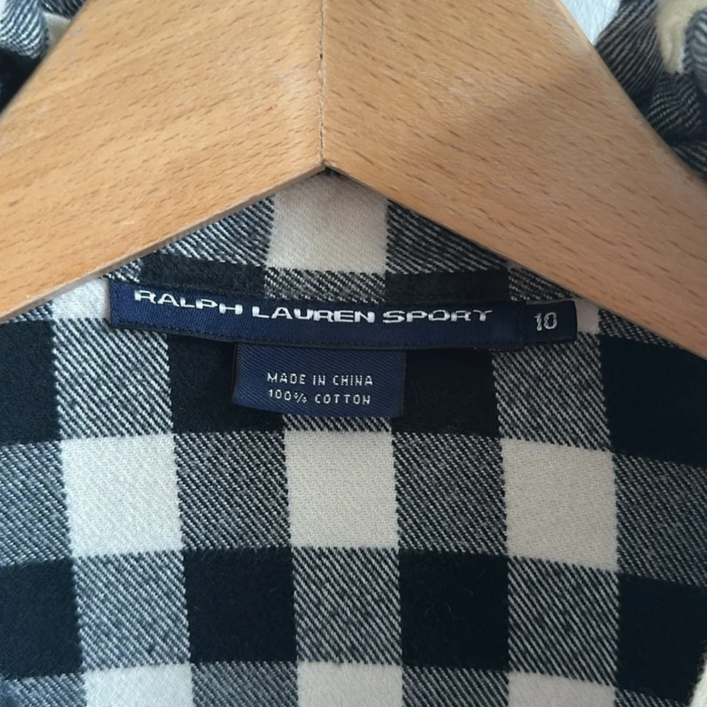 Ralph Lauren brush cotton flannel check shirt with ruffled trim women’s medium - Picture 6 of 9